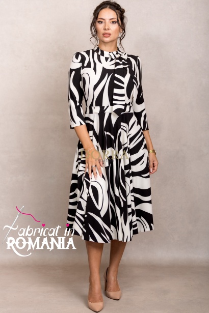 Rochie office Shila ivoire cu maneci 3/4 si funda decorativa